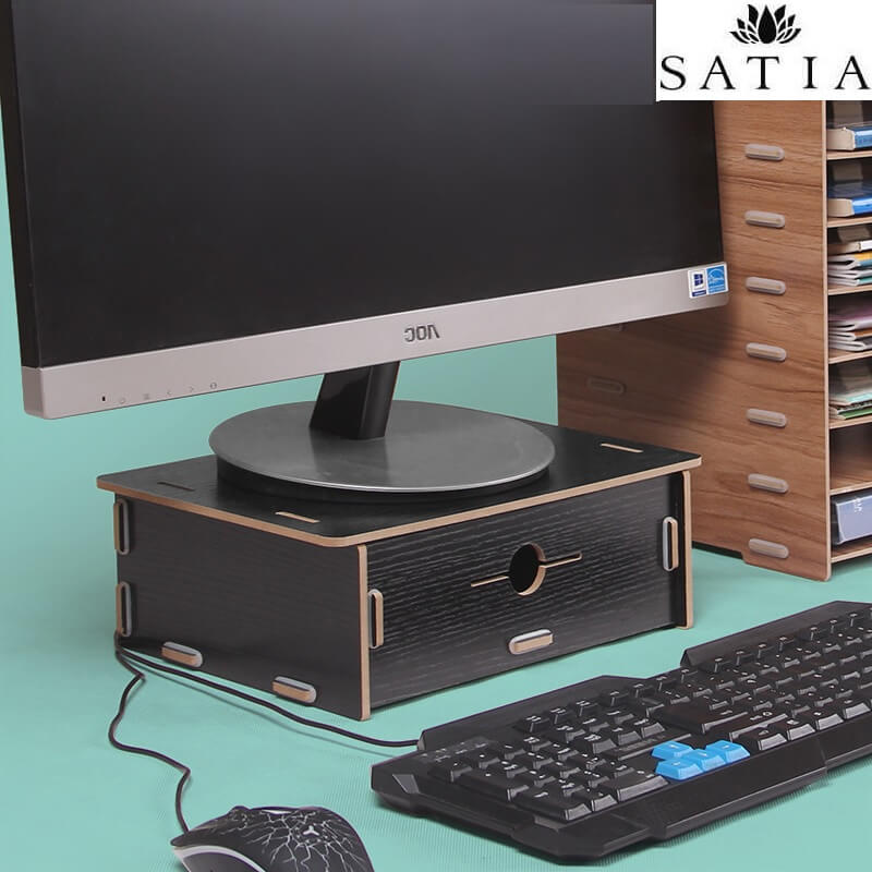 زیر مانیتوری چوبی کشو دار