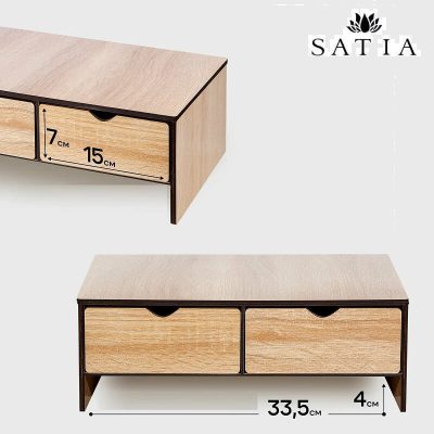 زیر مانیتوری چوبی کشو دار