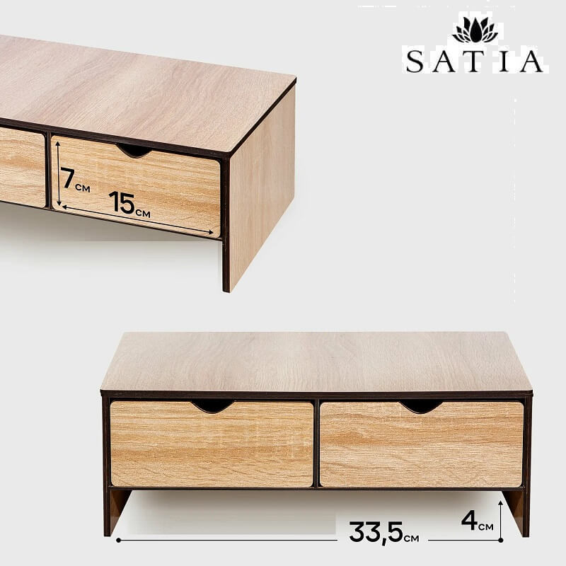 زیر مانیتوری چوبی کشو دار