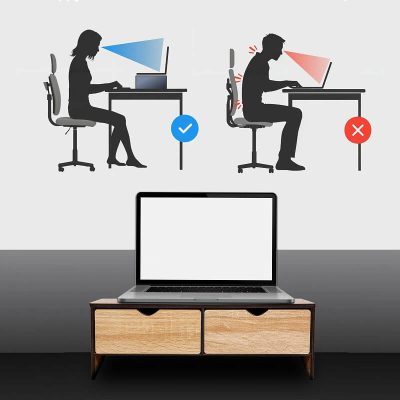 زیر مانیتوری چوبی کشو دار